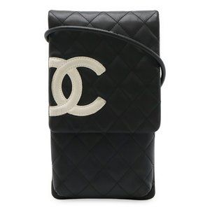 CHANEL Cambon Line Coco Mark Shoulder Bag/Pouch/Pochette in Black and White C...